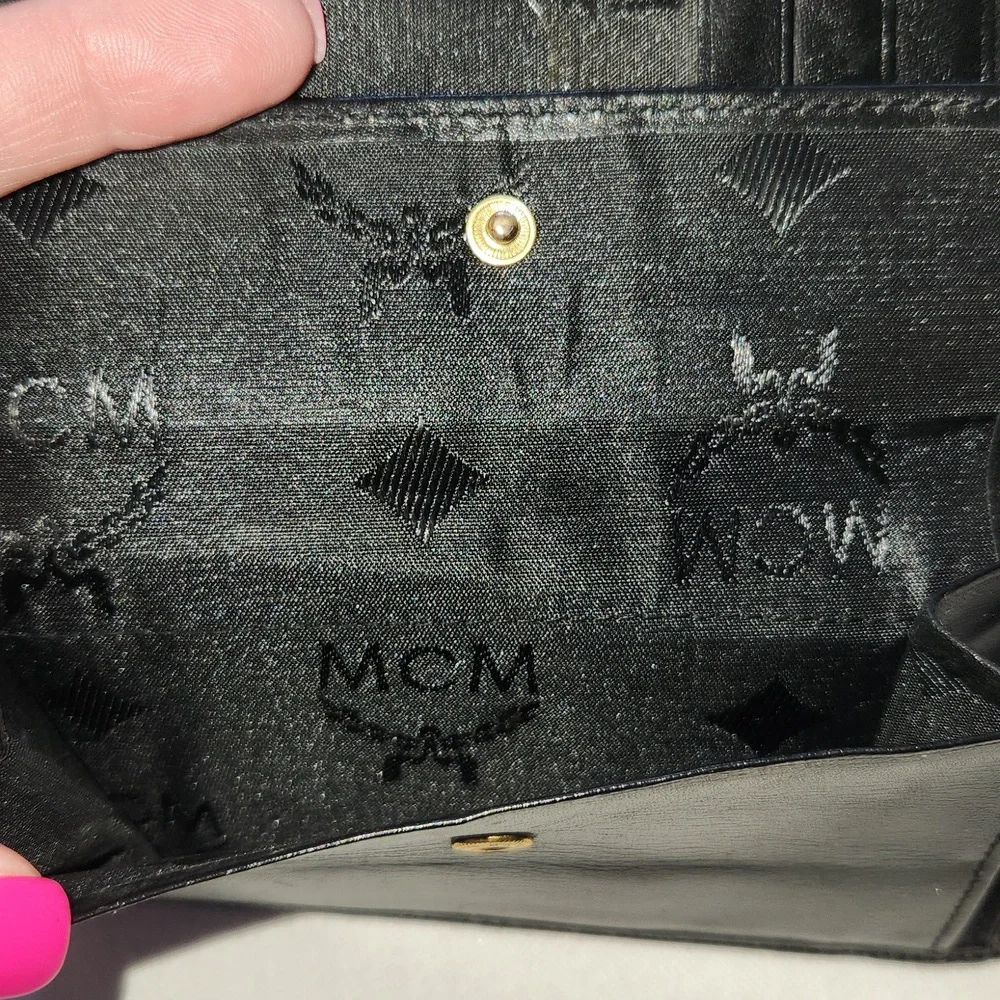 MCM Trifold Quilted Black Leather Wallet - Picture 7 of 11